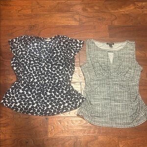 White House Black Market Black/ Calvin Klein Patterned Blouses